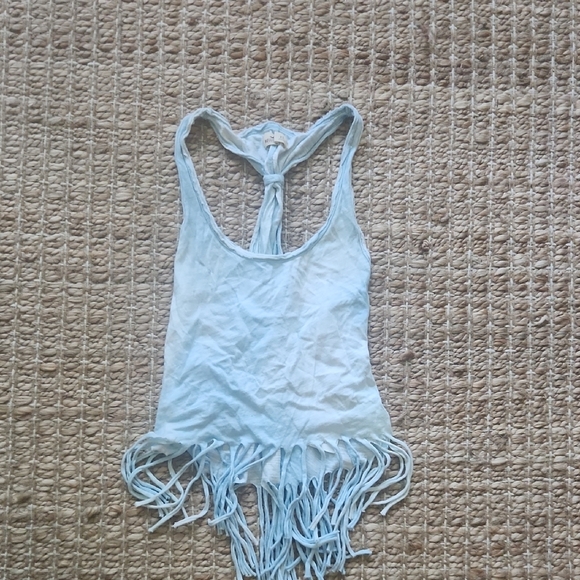 Hollister Tops - Hollister Light Blue Fringe Tank Top